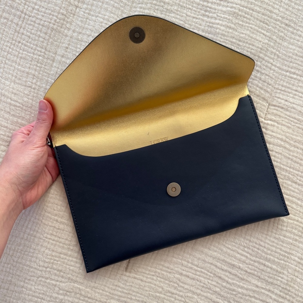J. Crew Navy and Gold Clutch